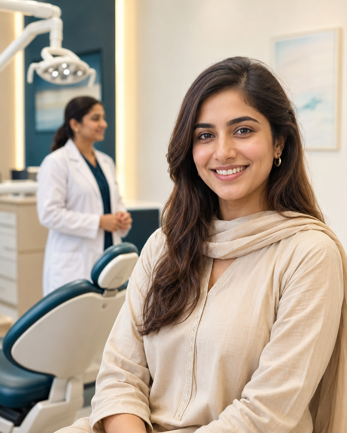 Patient smiling in a modern dental clinic
