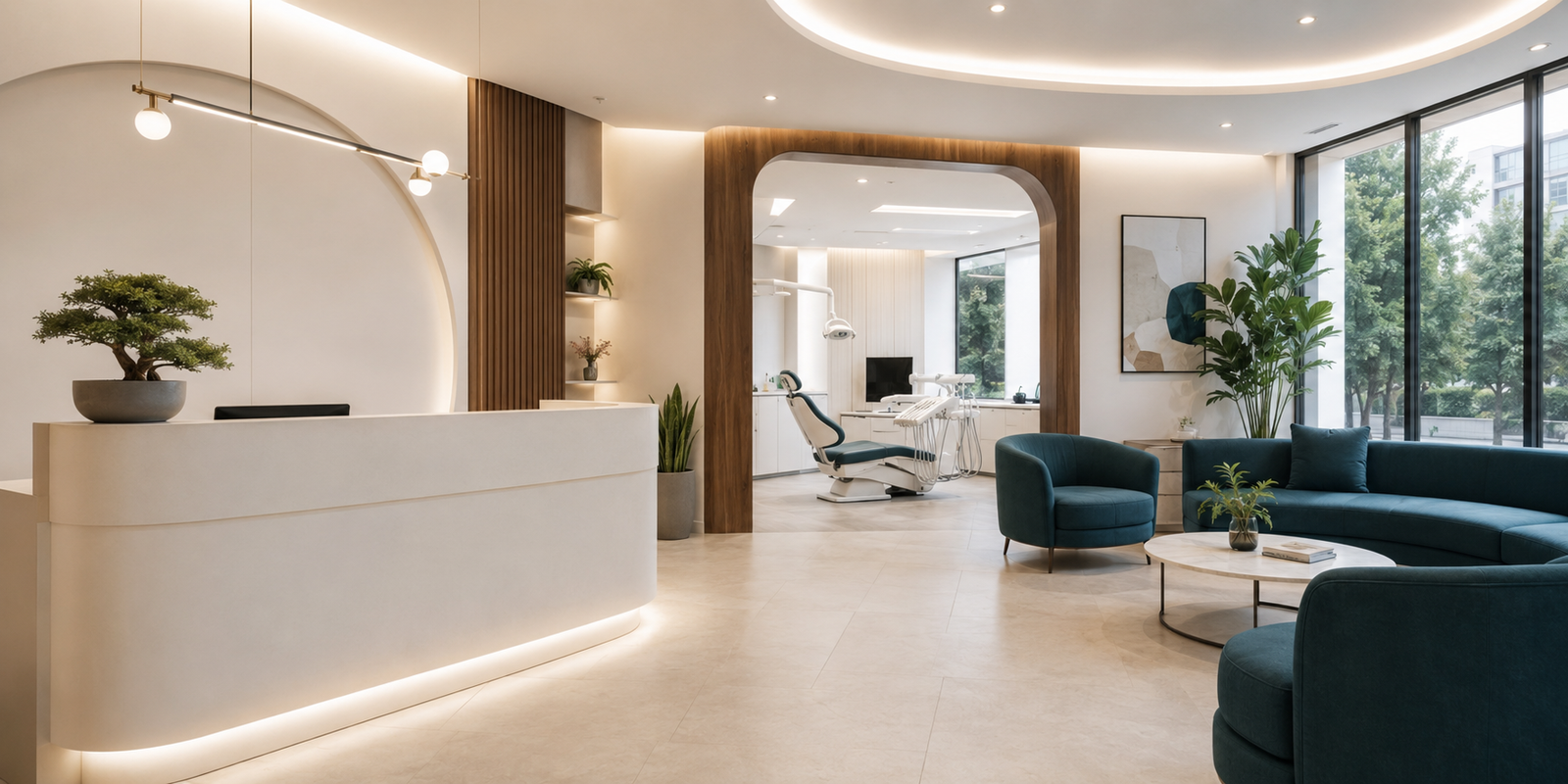 Calm and modern dental clinic interior