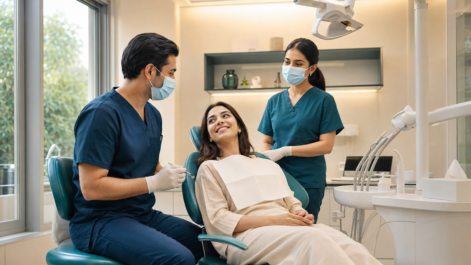 Dentist and assistant providing comfortable dental care